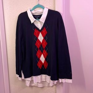 NWT Tommy Hilfiger Navy Argyle sweater